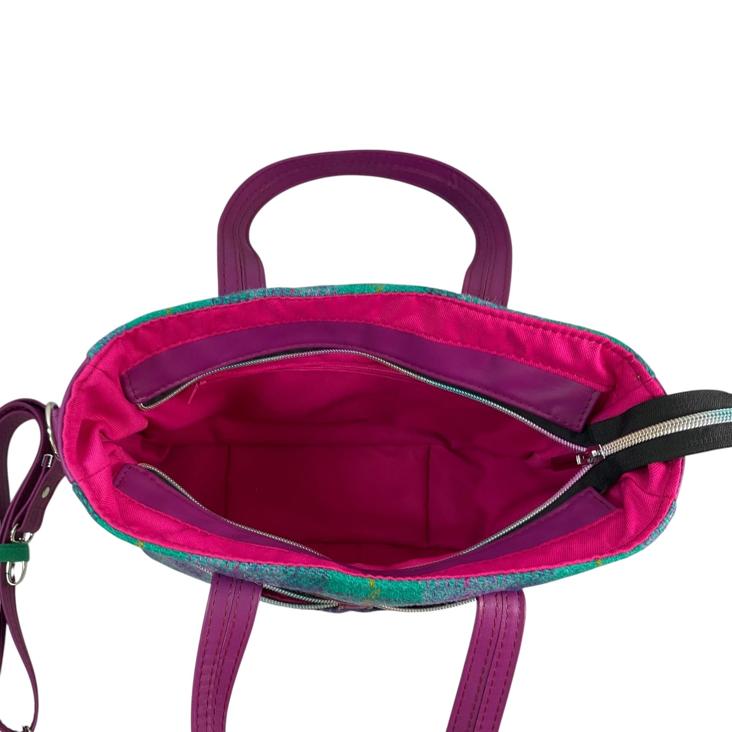 Harris tweed Crossbody with grape genuine leather