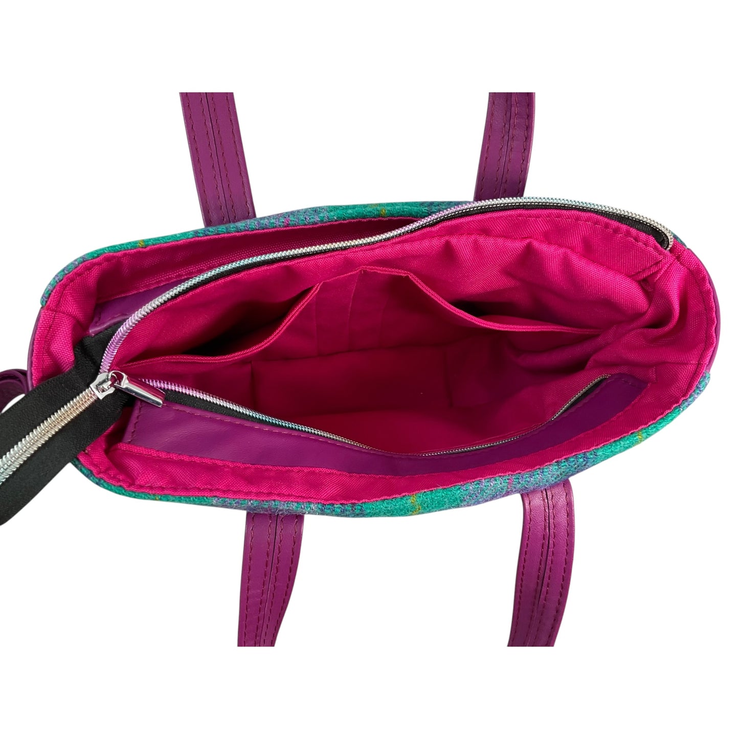 Harris tweed Crossbody with grape genuine leather
