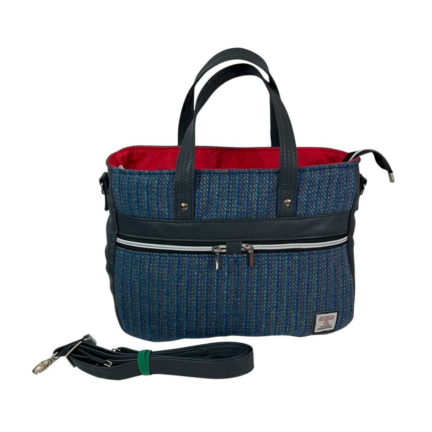 Harris tweed Crossbody Handbag  with grey genuine leather