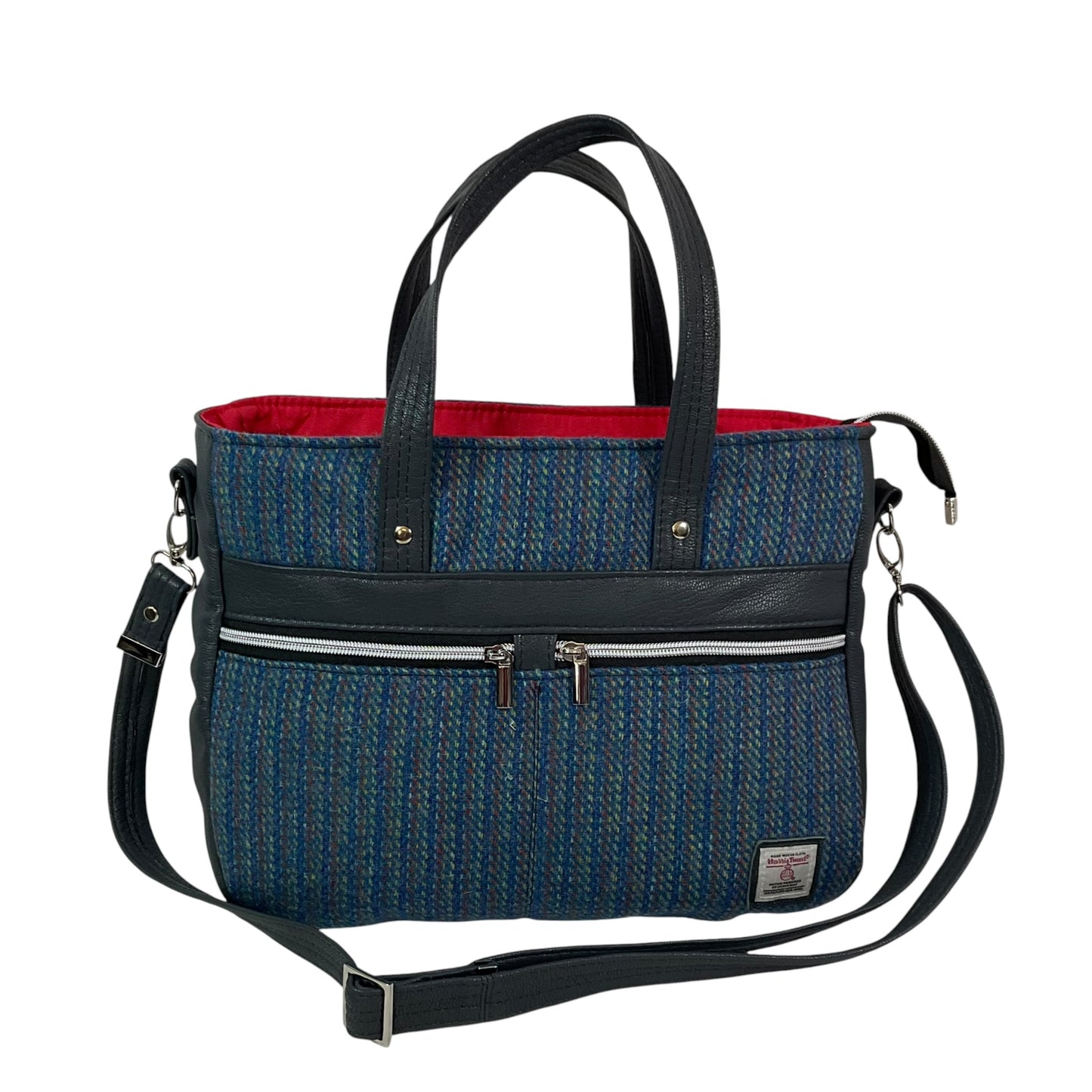 Harris tweed Crossbody Handbag  with grey genuine leather