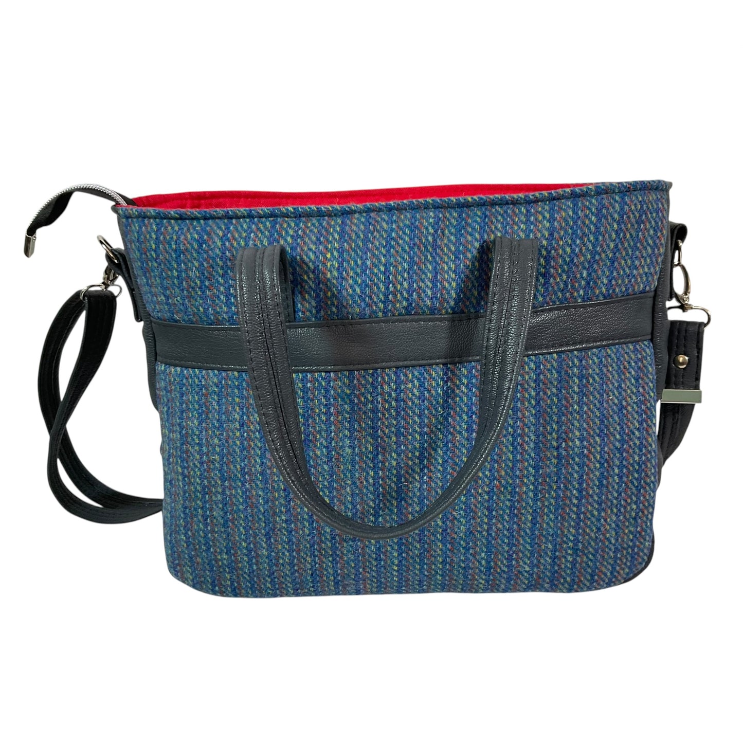 Harris tweed Crossbody Handbag  with grey genuine leather