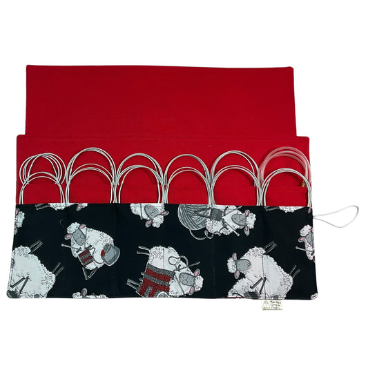 Circular knitting needle case with sheep