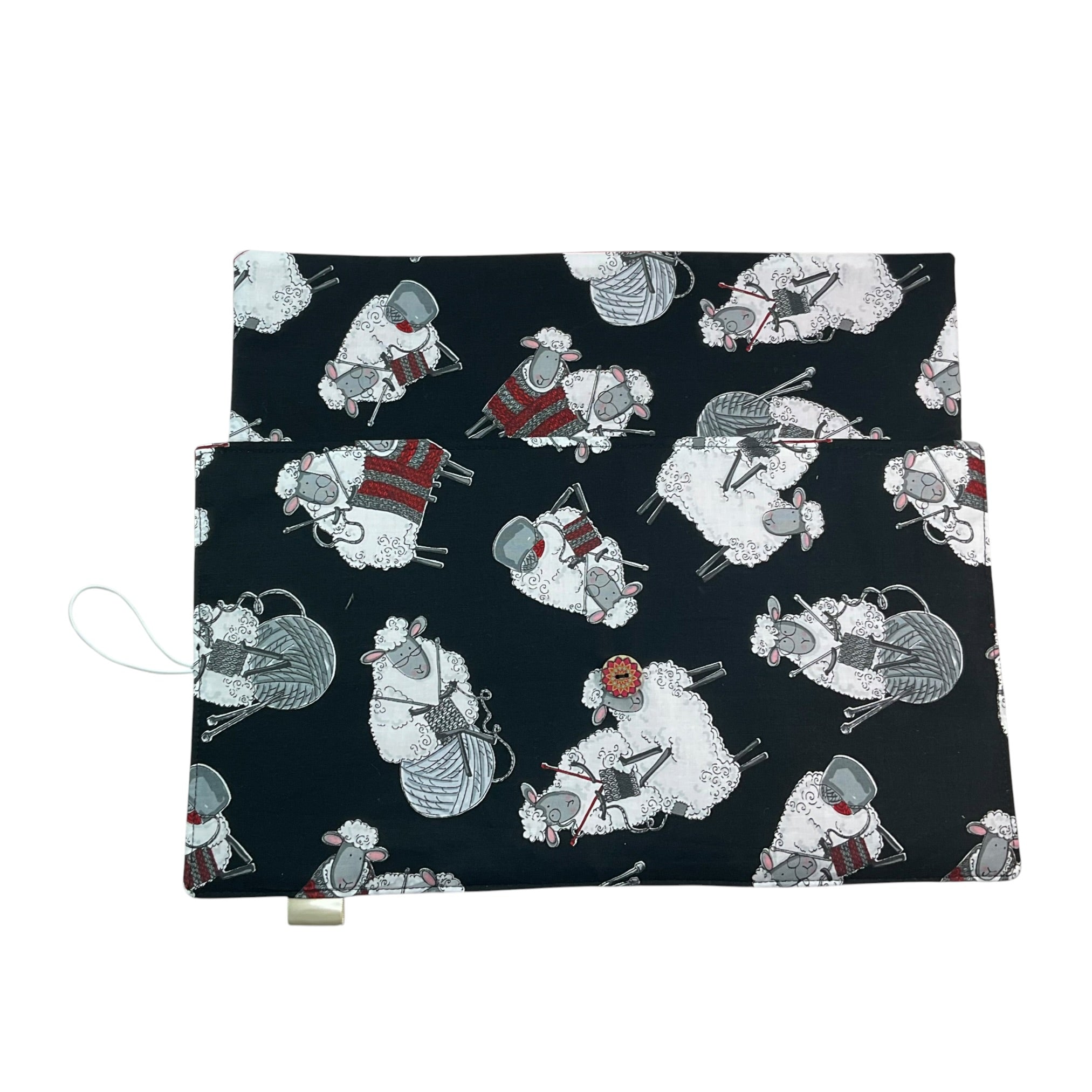 Circular knitting needle case with sheep,  fixed circular wallet,  sock needles storage pouch, knitters gift