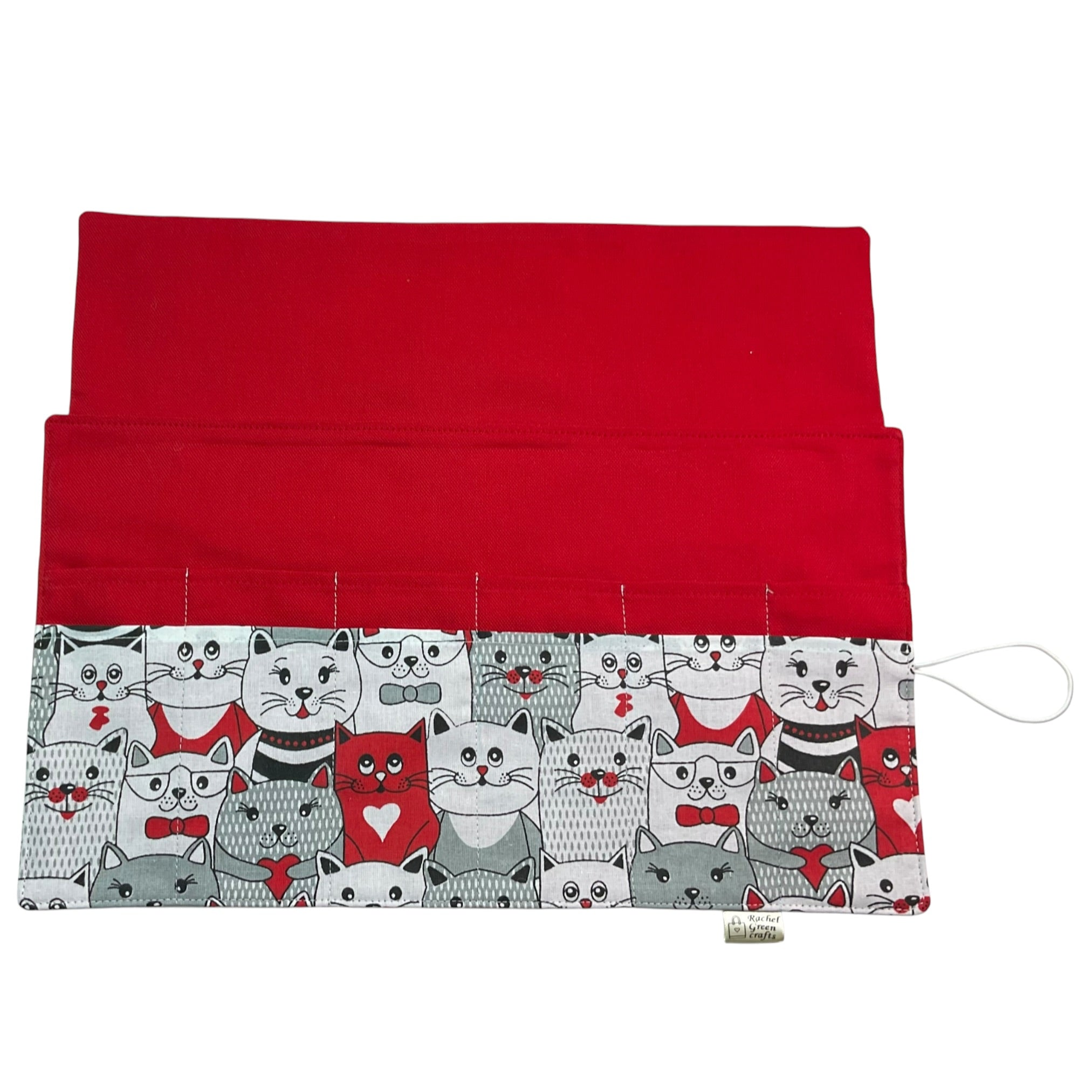 fixed Circular knitting needle case with cats, sock needles roll, needle wallet, knitters gift, needle holder