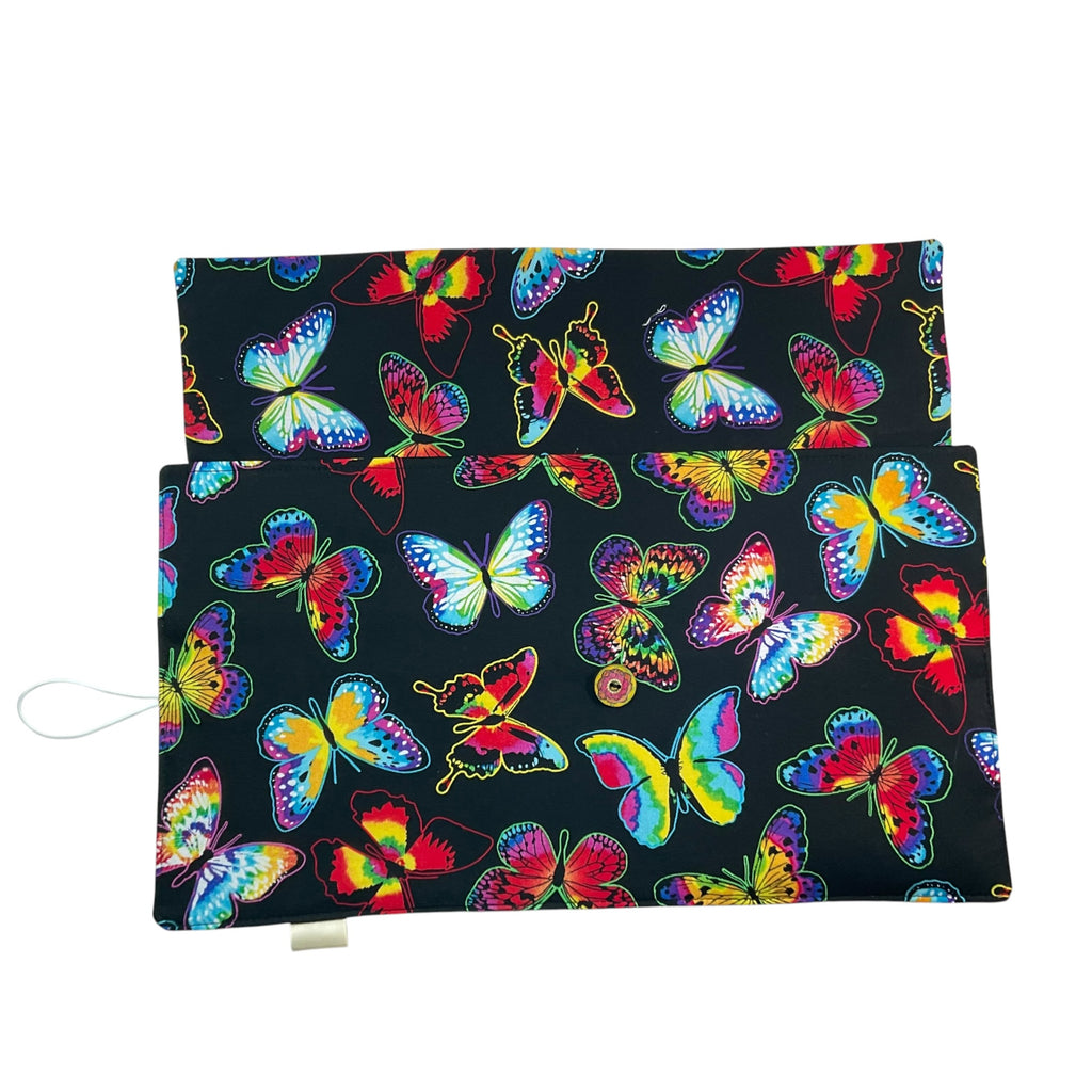 Floral Circular knitting needle case with butterflies, tie dye butterfly fixed circular sock needles pouch, knitting needle roll, knitters gift (Copy)