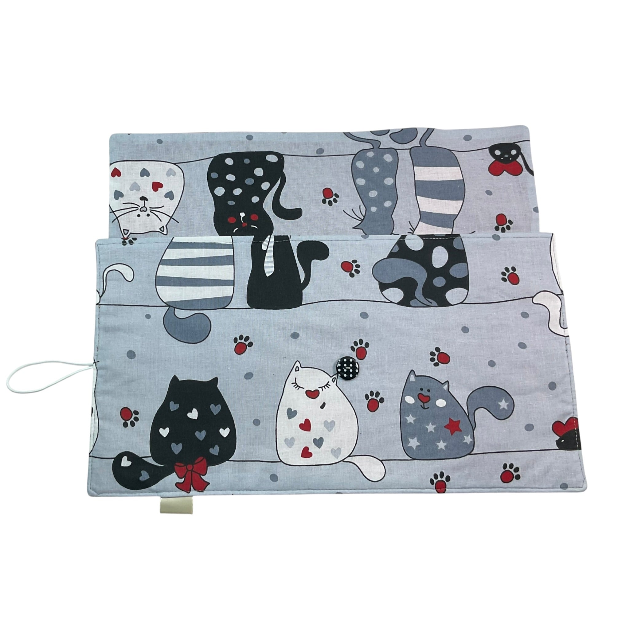 fixed Circular knitting needle case with cats, sock needles roll, needle wallet, knitters gift, needle holder