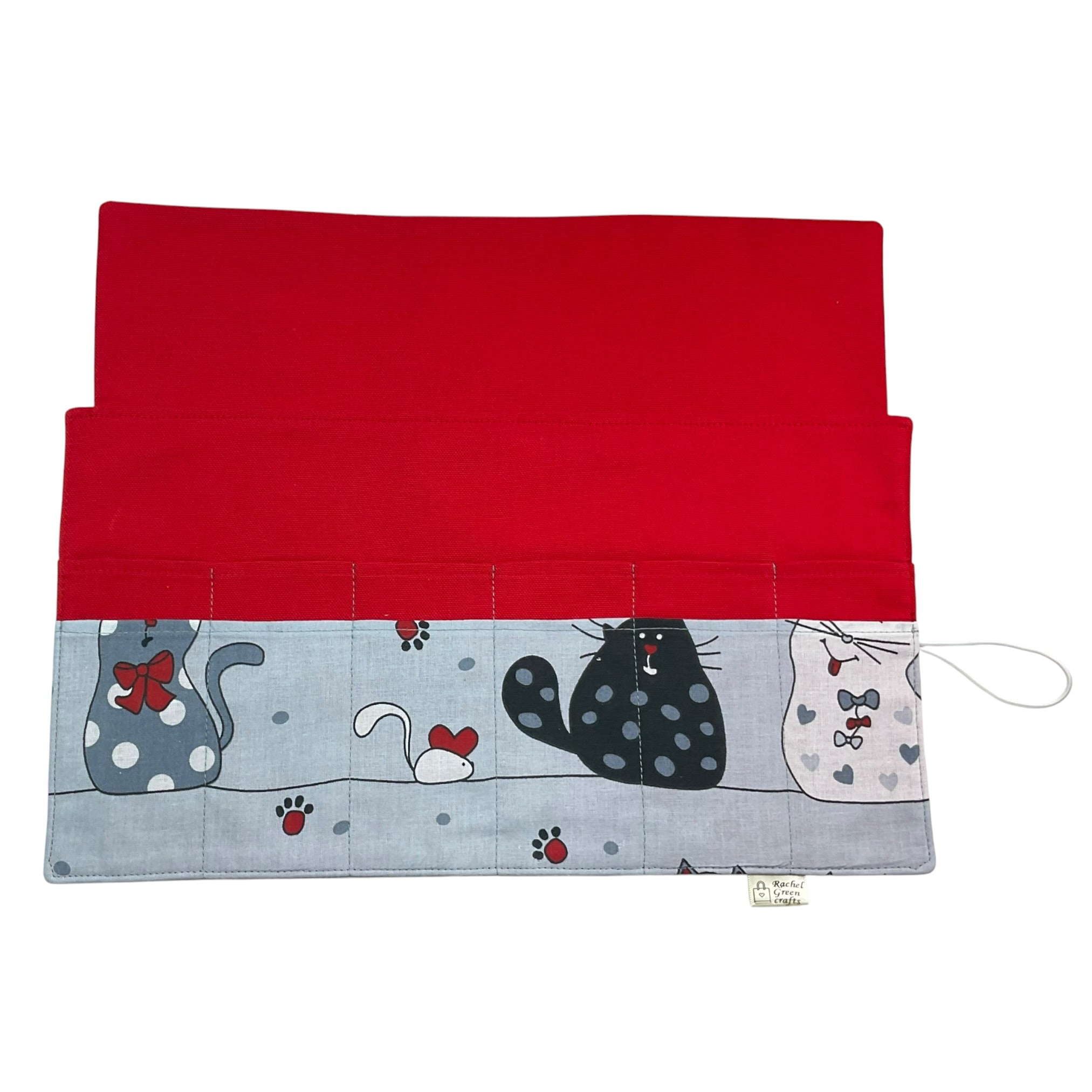 fixed Circular knitting needle case with cats, sock needles roll, needle wallet, knitters gift, needle holder