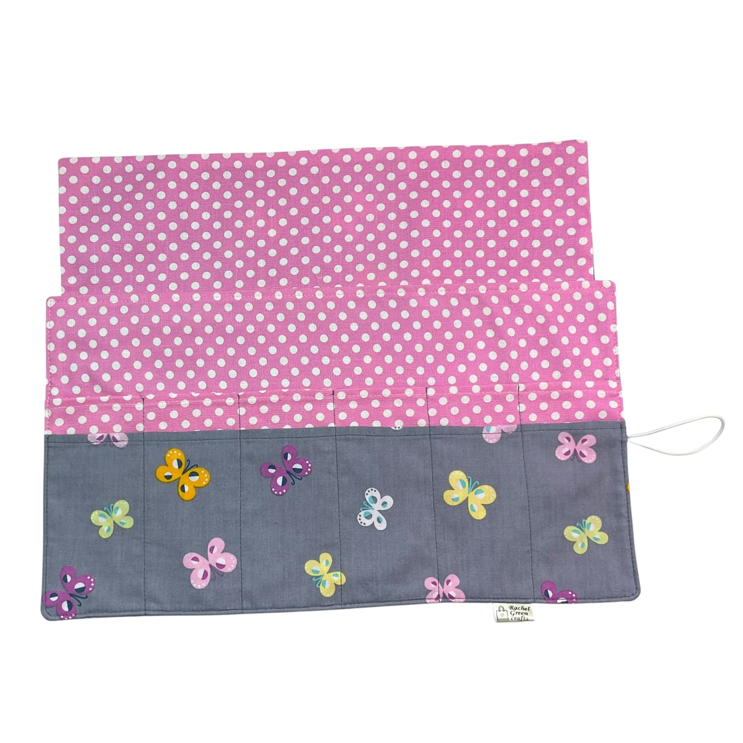 Floral Circular knitting needle case with butterflies