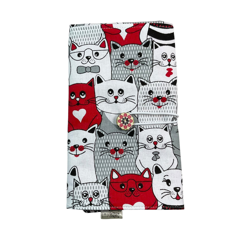 fixed Circular knitting needle case with cats, sock needles roll, needle wallet, knitters gift, needle holder