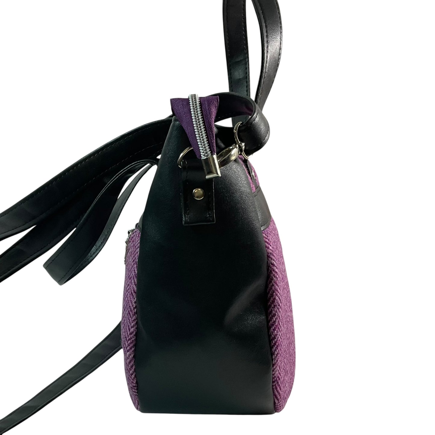 Harris tweed Crossbody Handbag with black faux leather