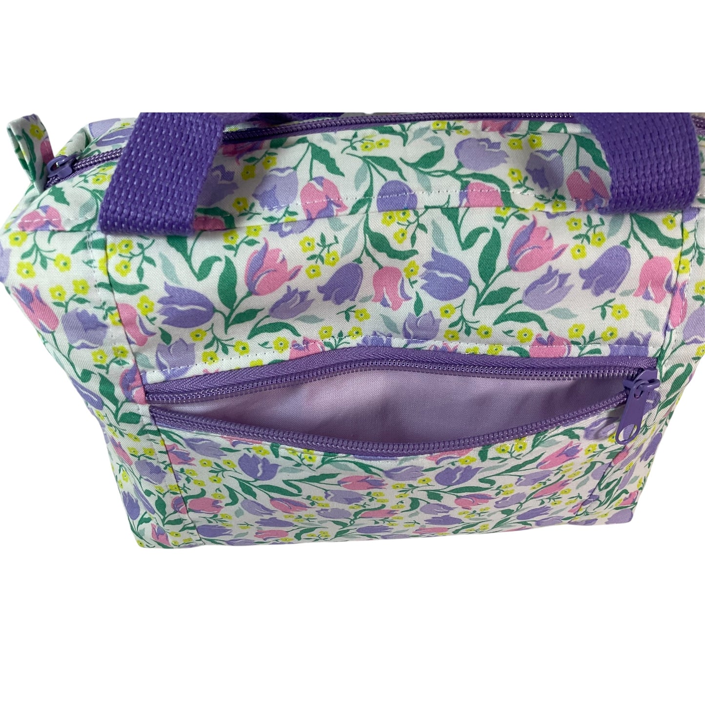Liberty fabric large toiletries bag with handles and zip pocket