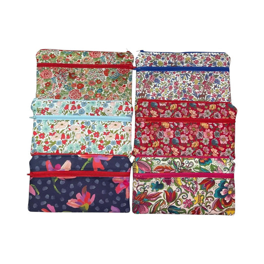 Liberty floral fabric two pocket pouch