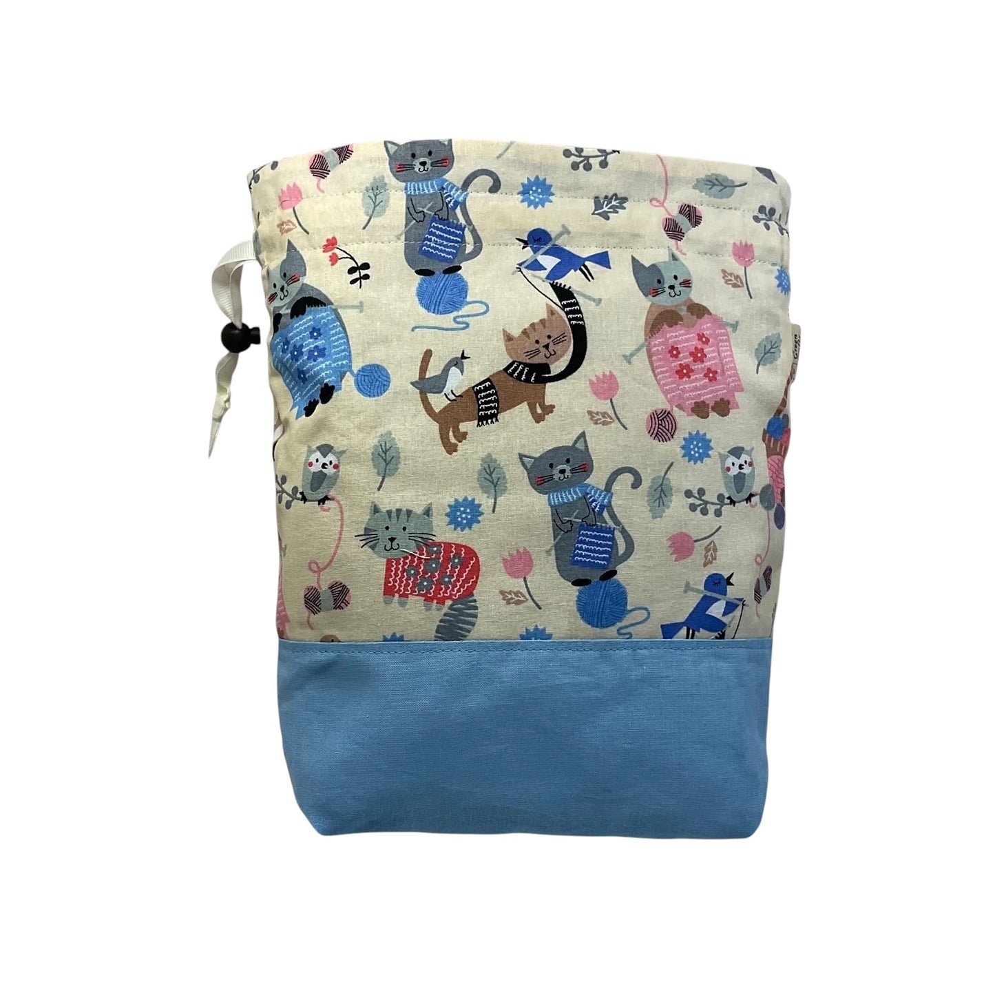 Two at a time knitting bag with cats