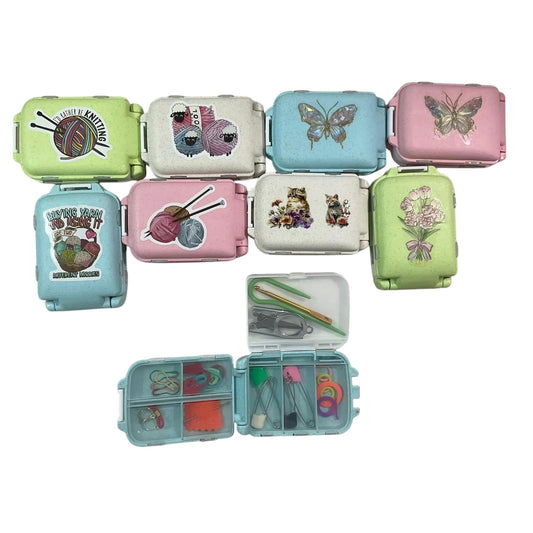Knitting notions and accessories box filled