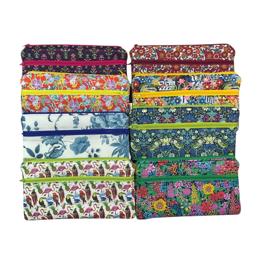 Liberty fabric two zip pocket pouch,