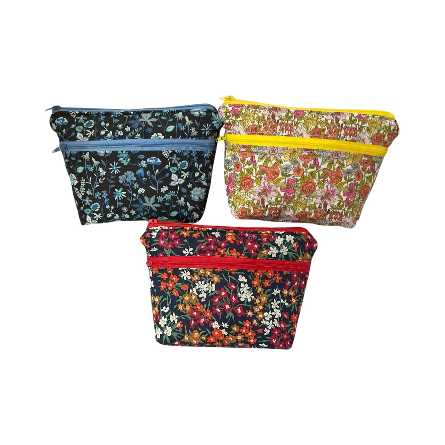 Cosmetics bag in floral Liberty fabric with 2 pockets