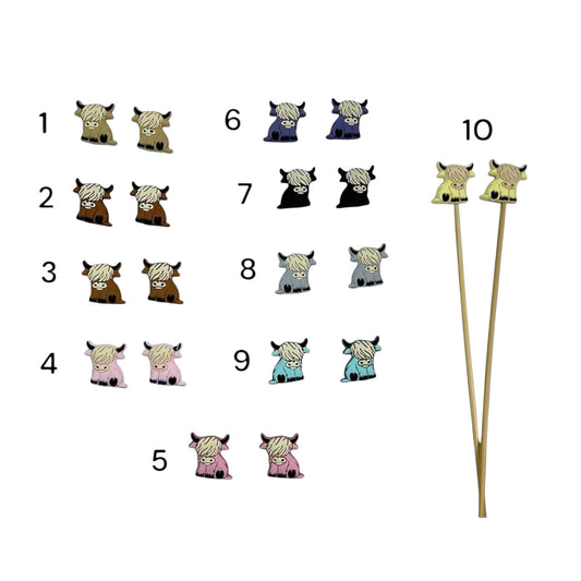 Highland Cow knitting needle stitch stopper