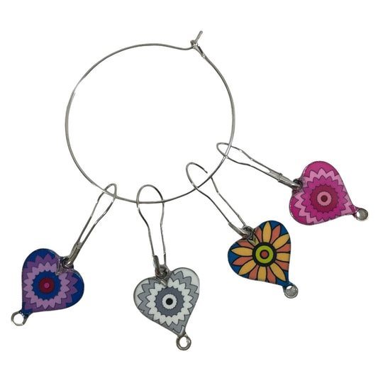 Heart enamelled  Stitch Markers for Knitting and Crochet