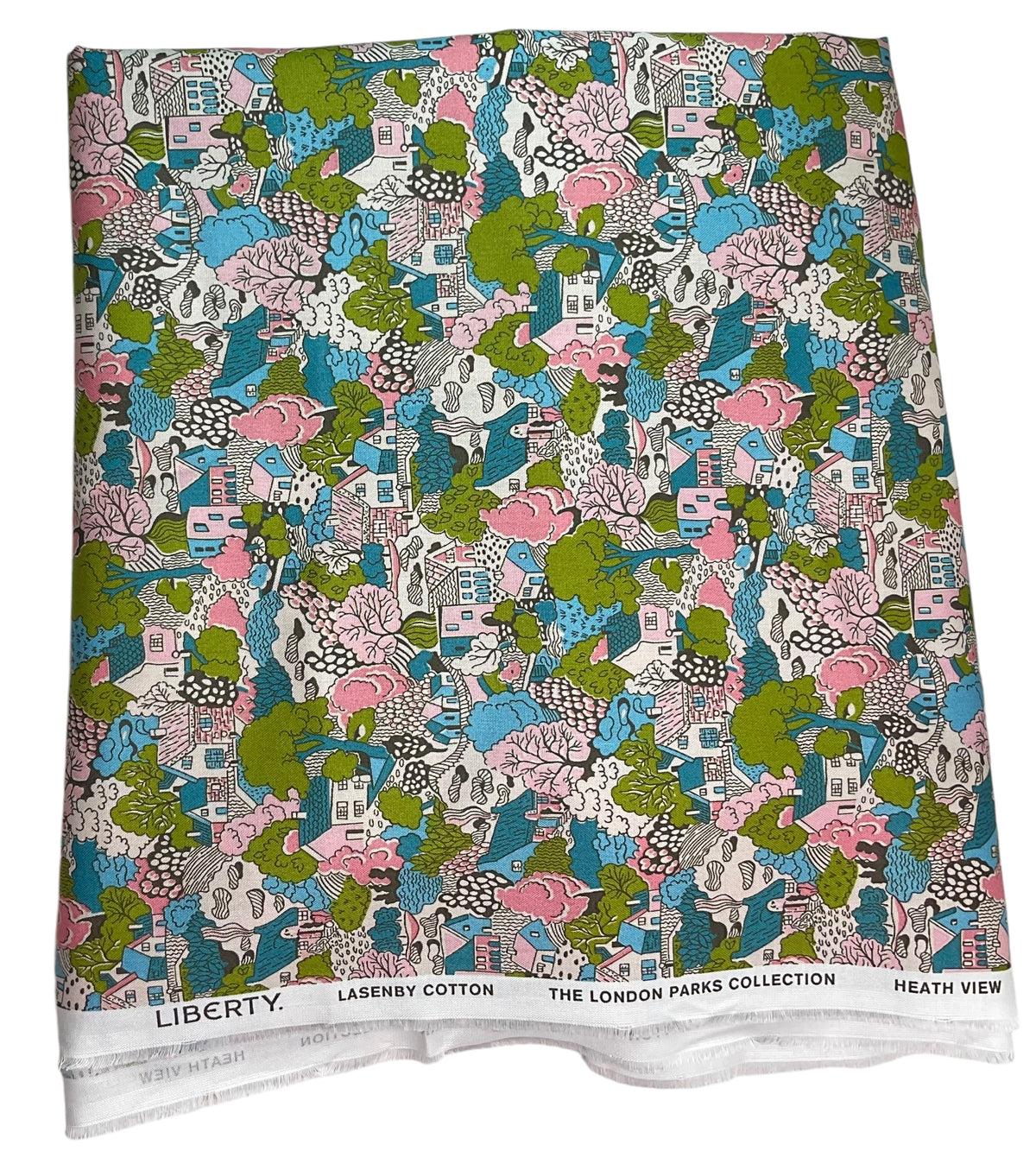 Liberty large pastel houses print toiletries bag with handles and zip pocket