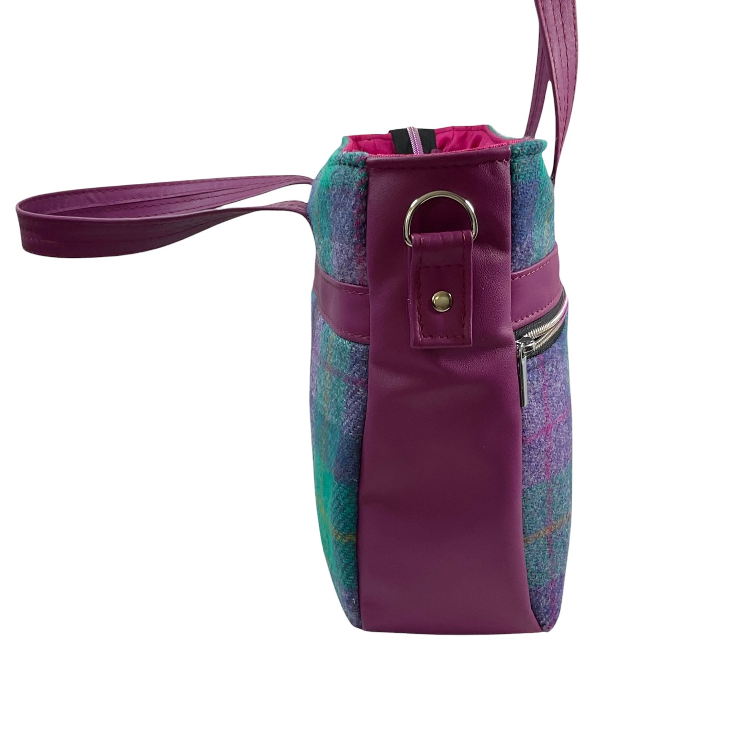 Harris tweed Crossbody Handbag made with red grape genuine leather and woven wool, shoulder bag with zip pocket large adjustable strap organiser bag (Copy) (Copy) (Copy) (Copy)