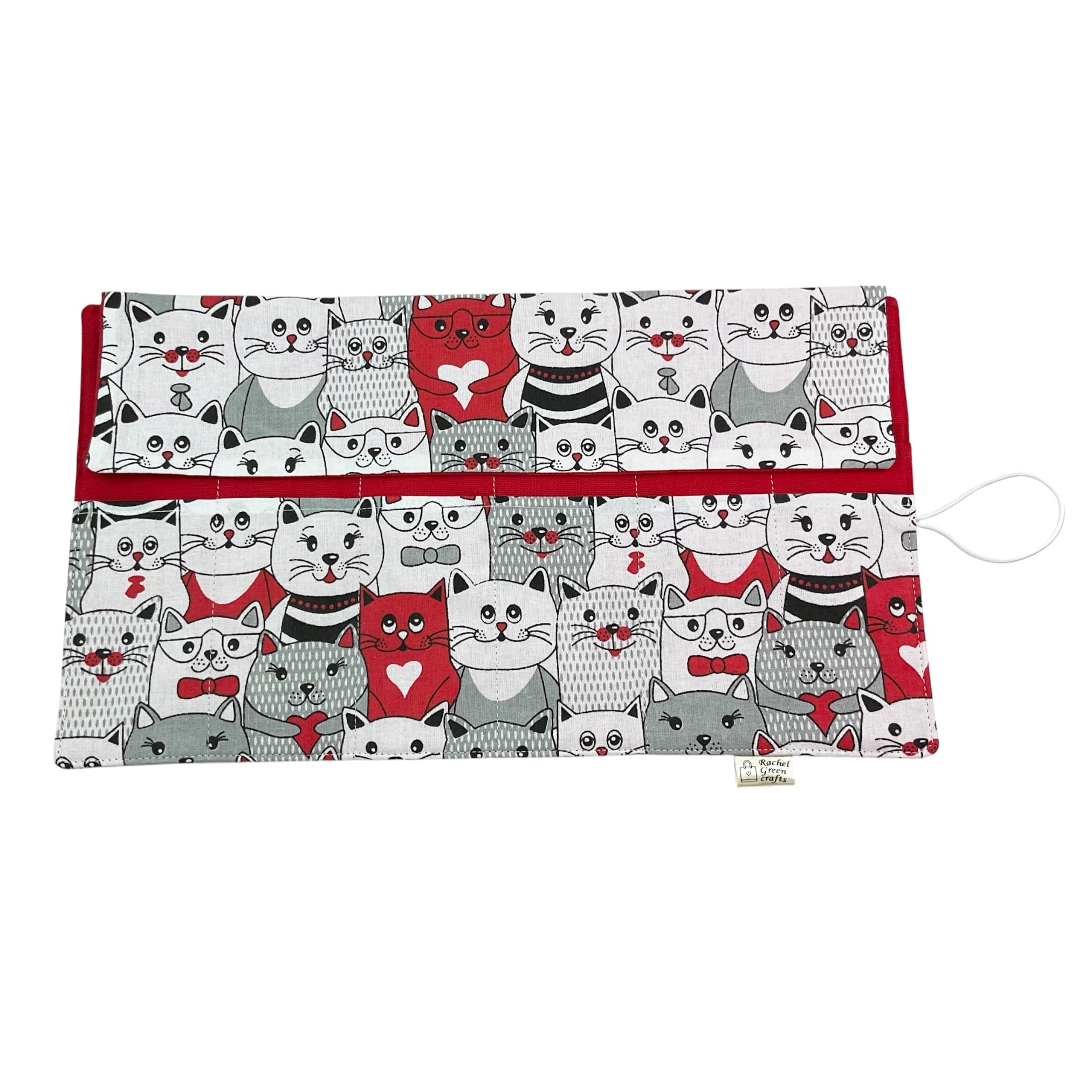 fixed Circular knitting needle case with cats, sock needles roll, needle wallet, knitters gift, needle holder