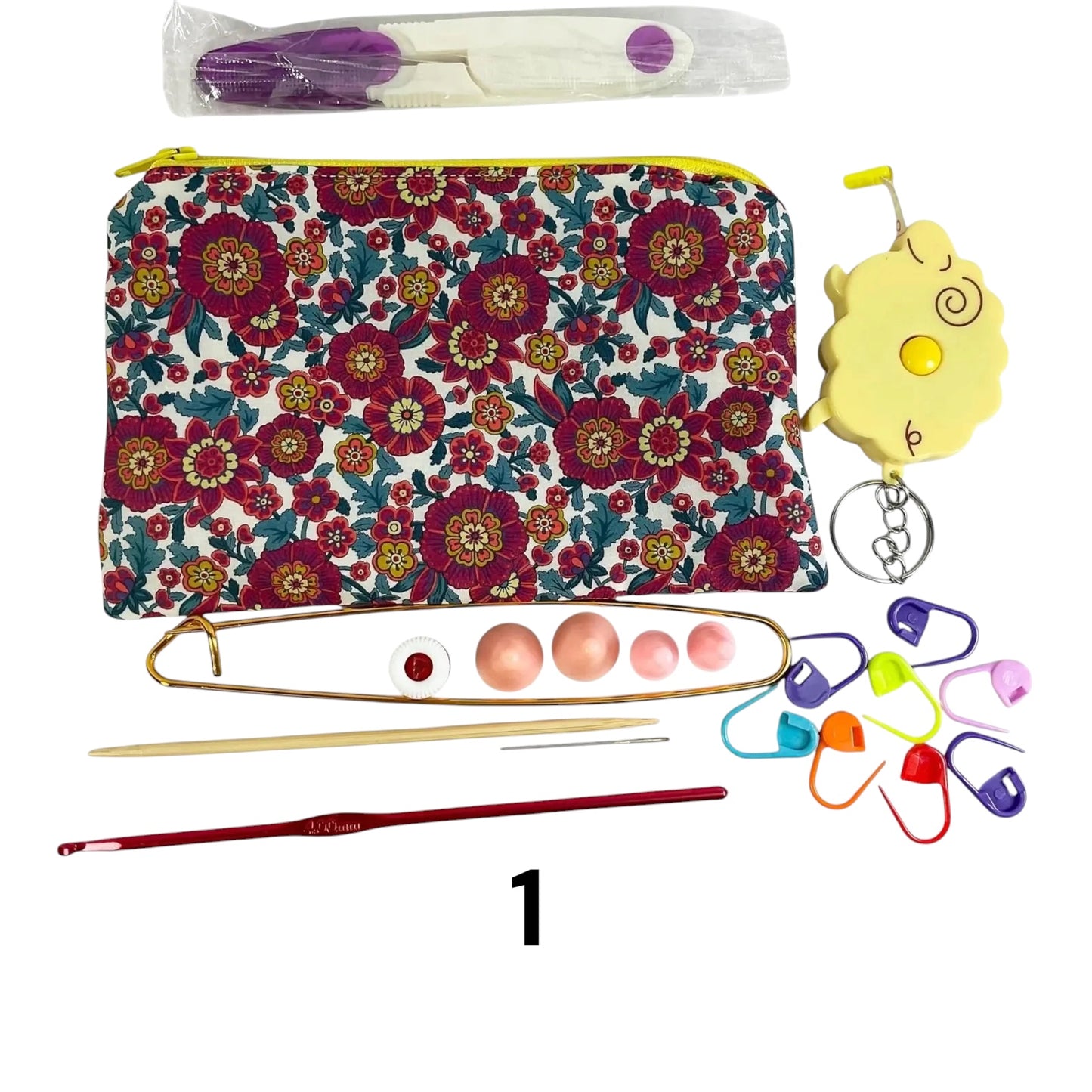 Notions kit for Knitters and crochet in liberty fabric