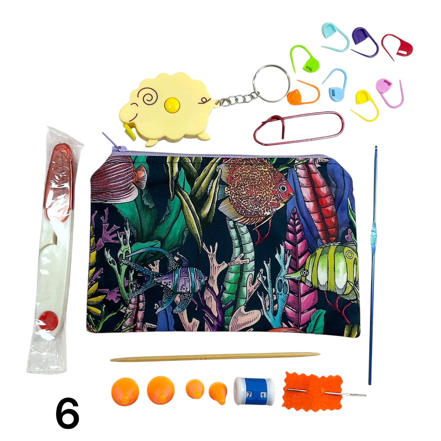 Notions kit for Knitters and crochet in liberty fabric