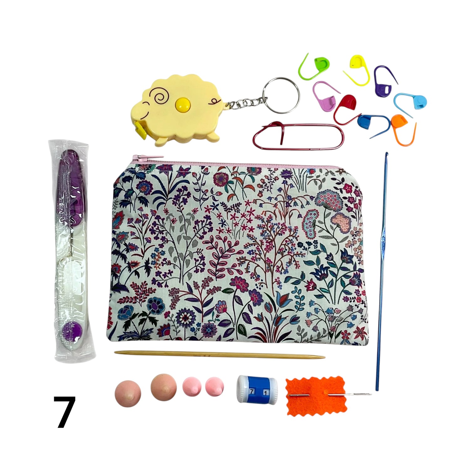 Notions kit for Knitters and crochet in liberty fabric