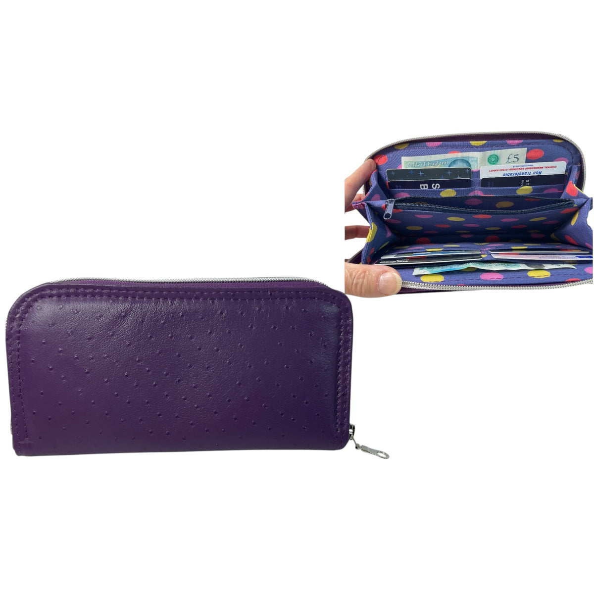 Wallet/ purse made from genuine deep wine shade leather, full zip around