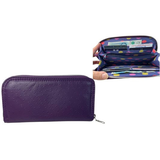 Wallet/ purse made from genuine deep wine shade leather, full zip around