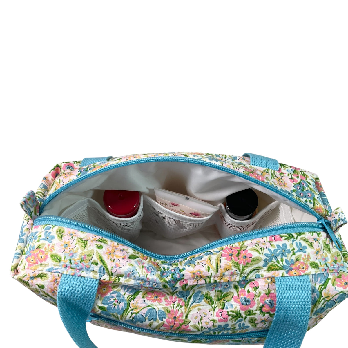 Liberty large pastel floral toiletries bag with handles and zip pocket