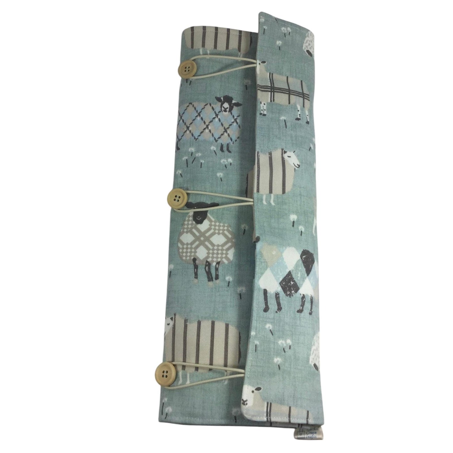 Straight and circular knitting needle case with blue sheep