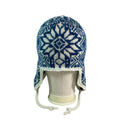 Ear flap hat with stranded blue and cream pattern, Andean chullo wool hat, unisex, warm winter hat, Norwegian style, fairisle hat, ski hat