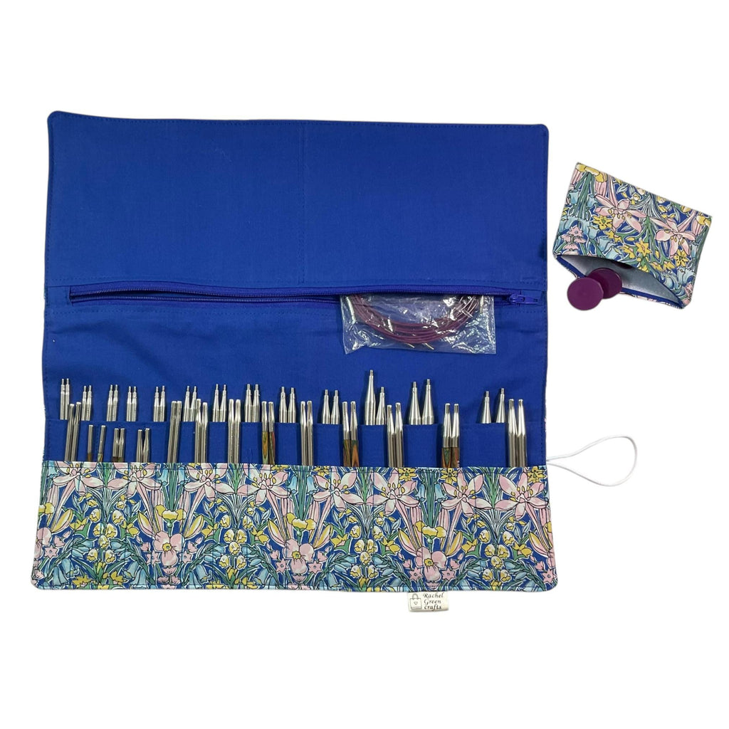 Interchangeable knitting needle case with Liberty fabric , floral addi case, chiagoo wallet, knit pro organiser pouch, hiya hiya case,