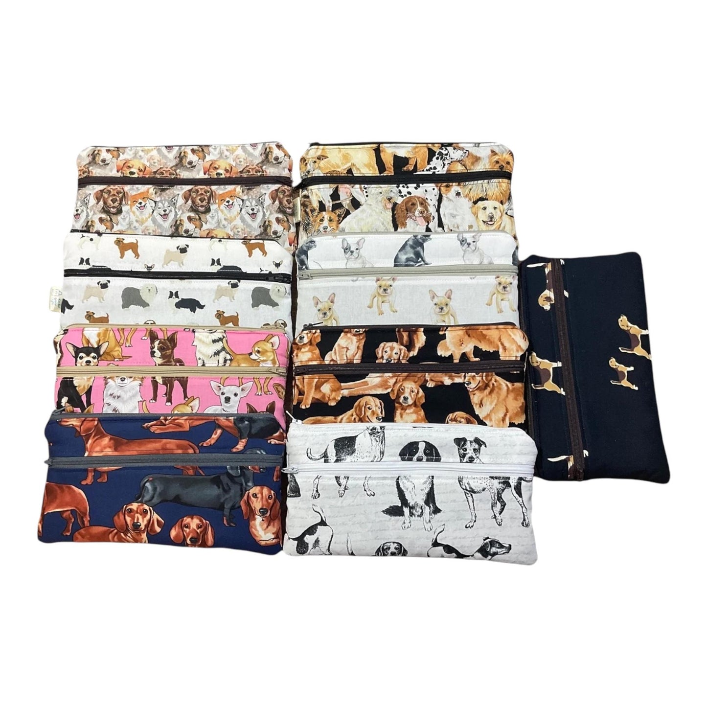 2 pocket zip pouch with  dogs breeds
