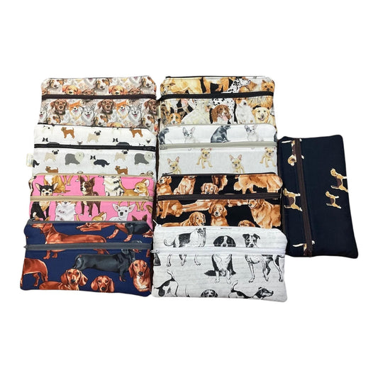2 pocket zip pouch with  dogs breeds