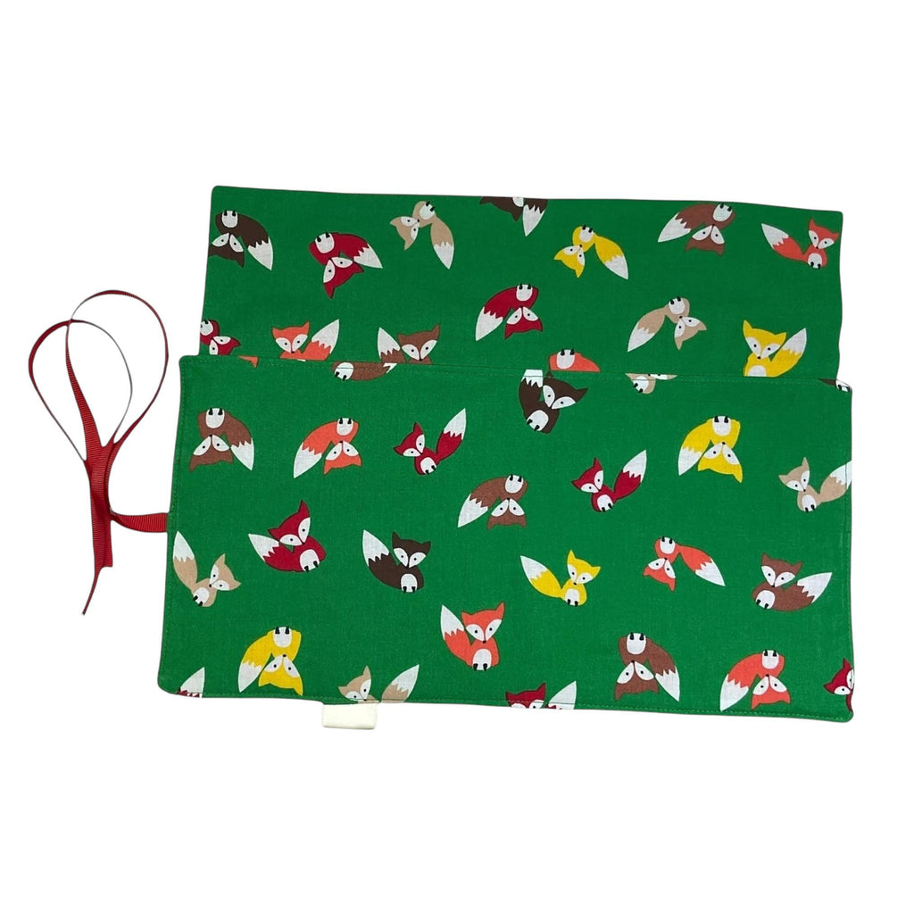 Crochet hook case with foxes, Ergonomic hook organiser, roll up short Dpn case, butterfly lover gift, knitters gift,