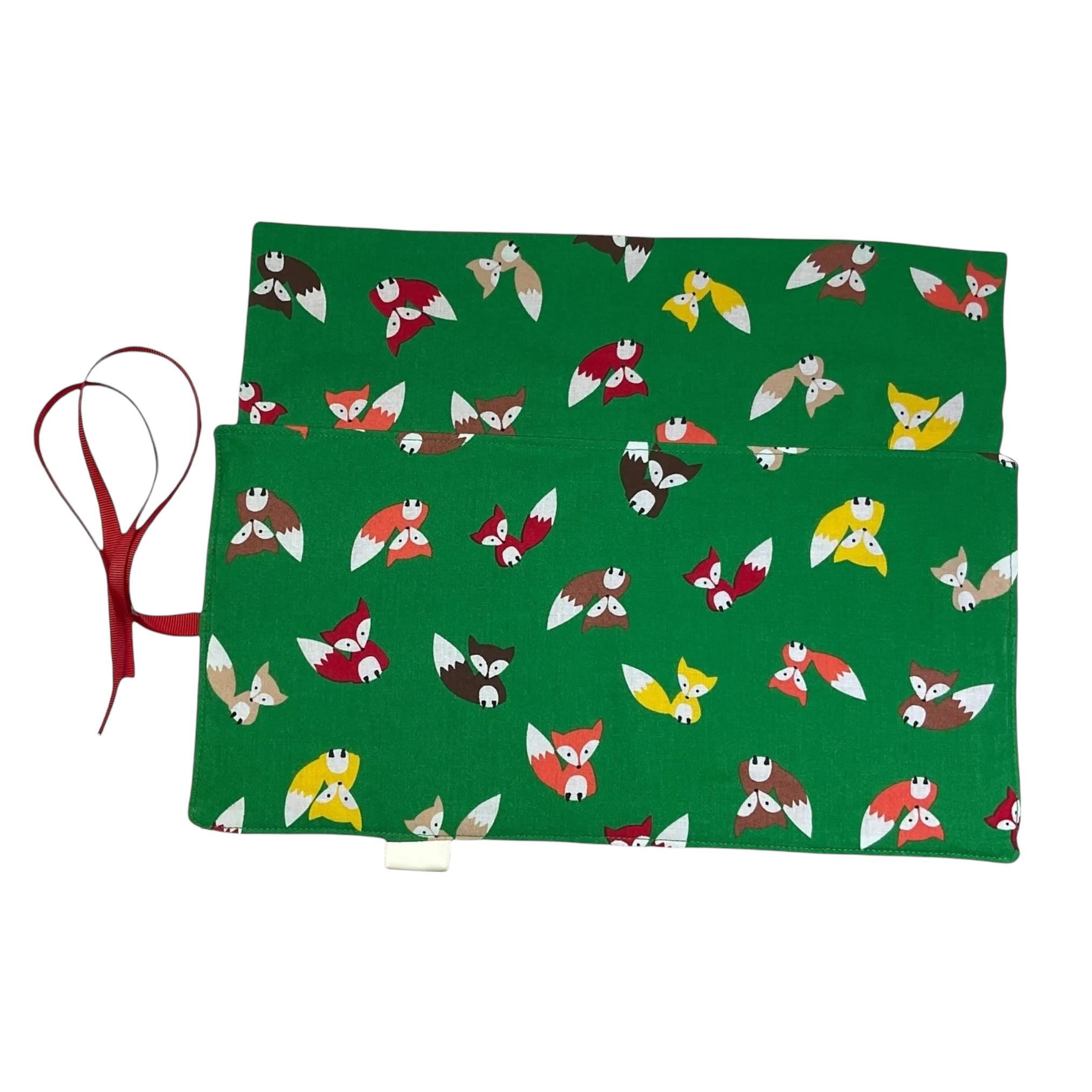Crochet hook case with foxes, Ergonomic hook organiser, roll up short Dpn case, butterfly lover gift, knitters gift,