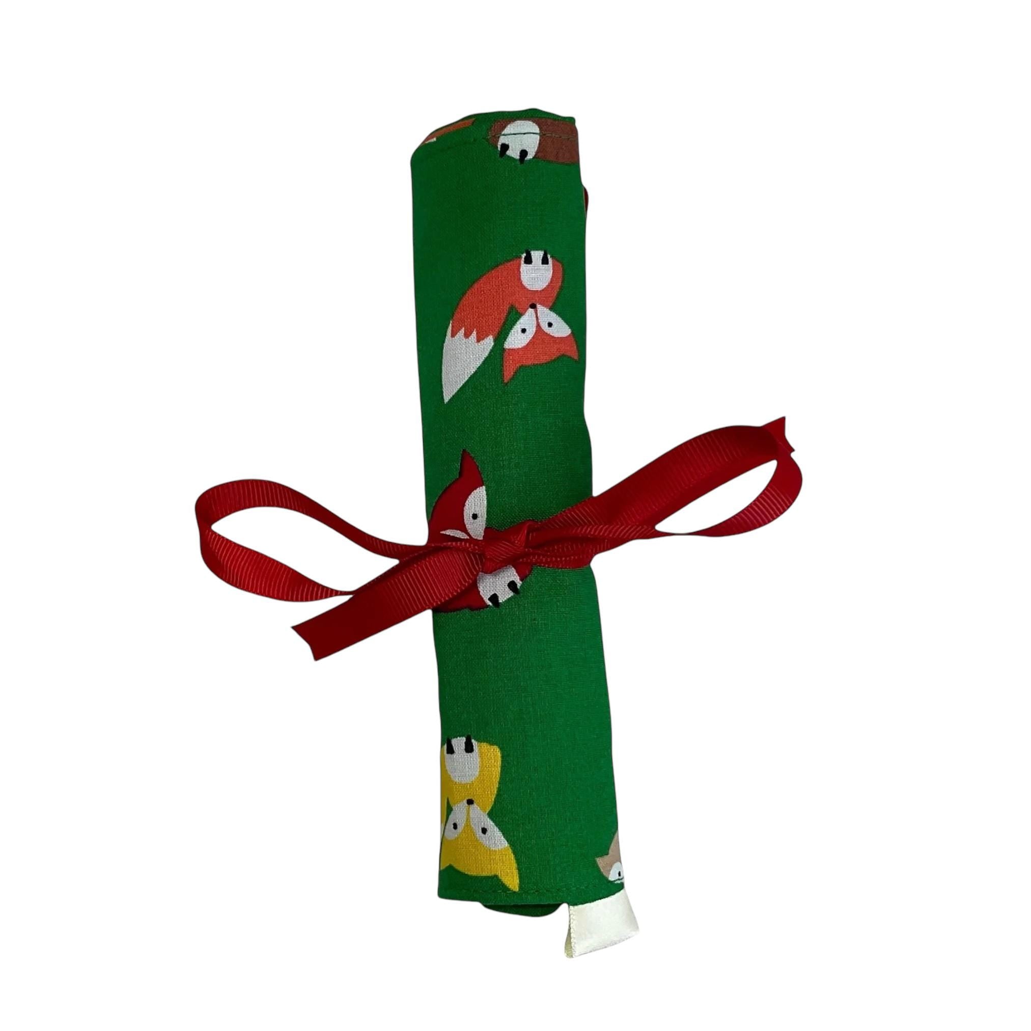 Crochet hook case with foxes, Ergonomic hook organiser, roll up short Dpn case, butterfly lover gift, knitters gift,