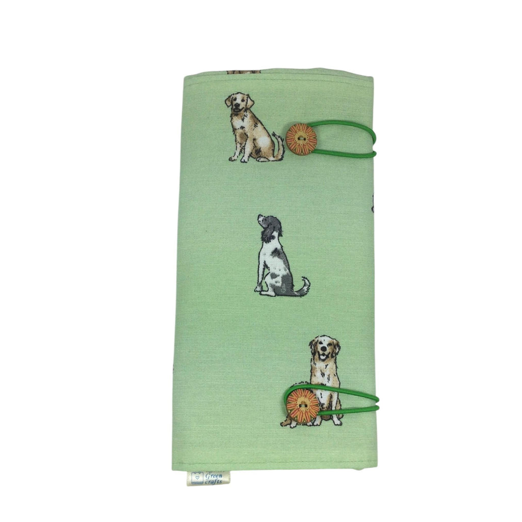 Double pointed knitting needle case with dogs, retriever and spaniel DPN or crochet hook case, sock knitters gift,