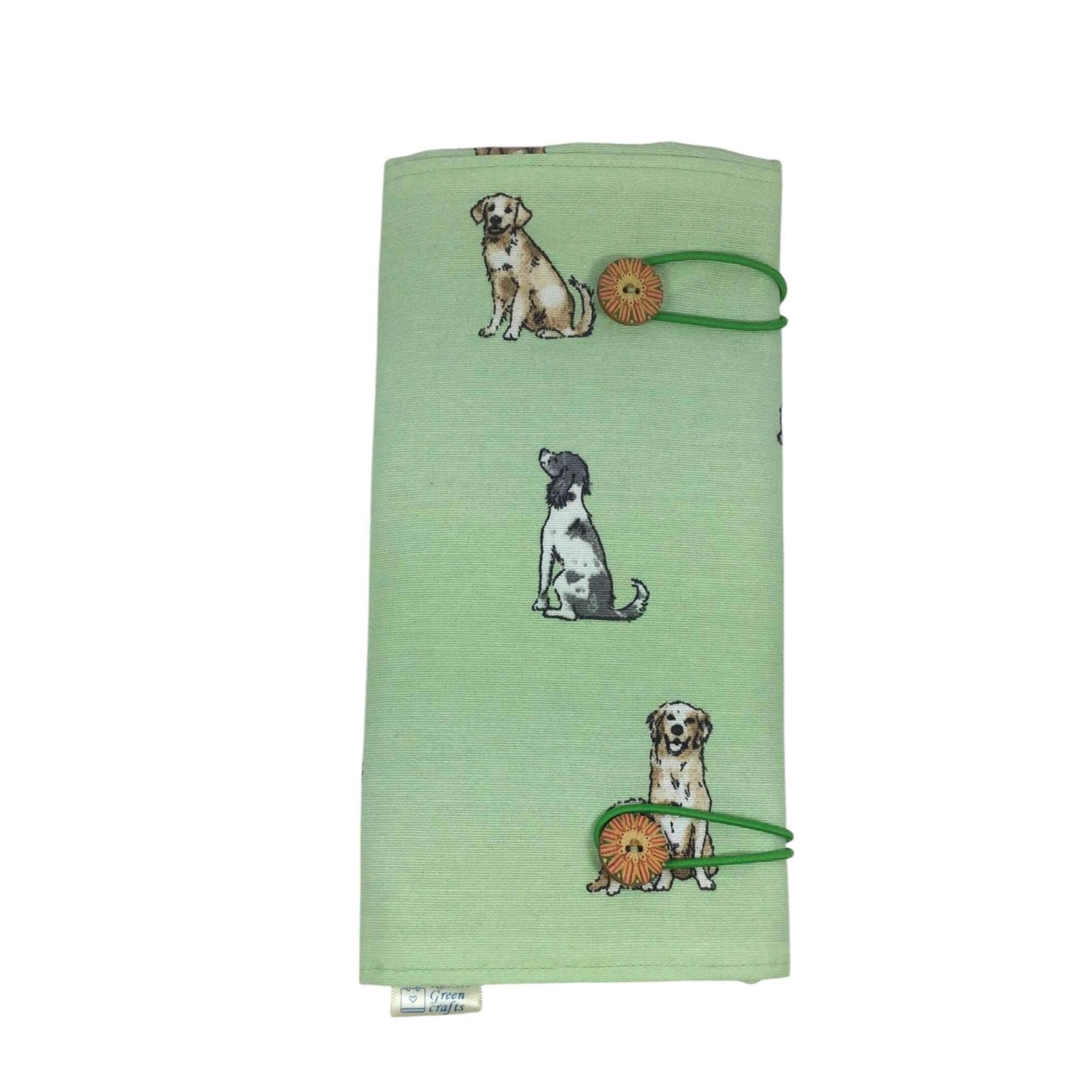 Double pointed knitting needle case with dogs, retriever and spaniel DPN or crochet hook case, sock knitters gift,