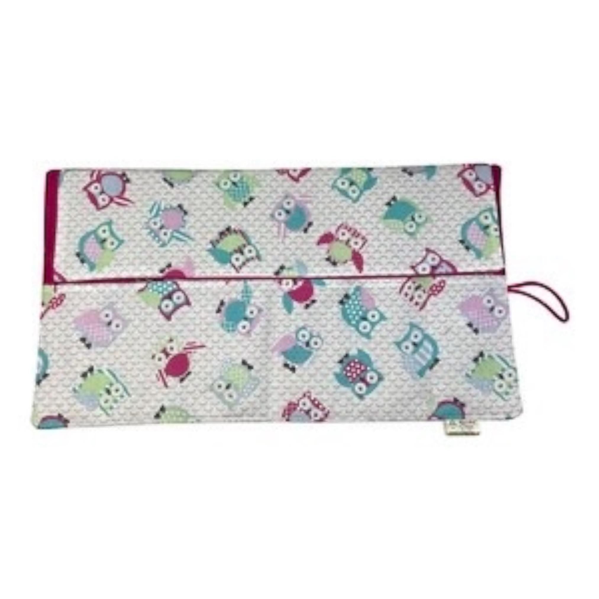 Circular needle case with owls,  fixed circular pouch, sock needle knitting roll, knitters gift, needle holder,