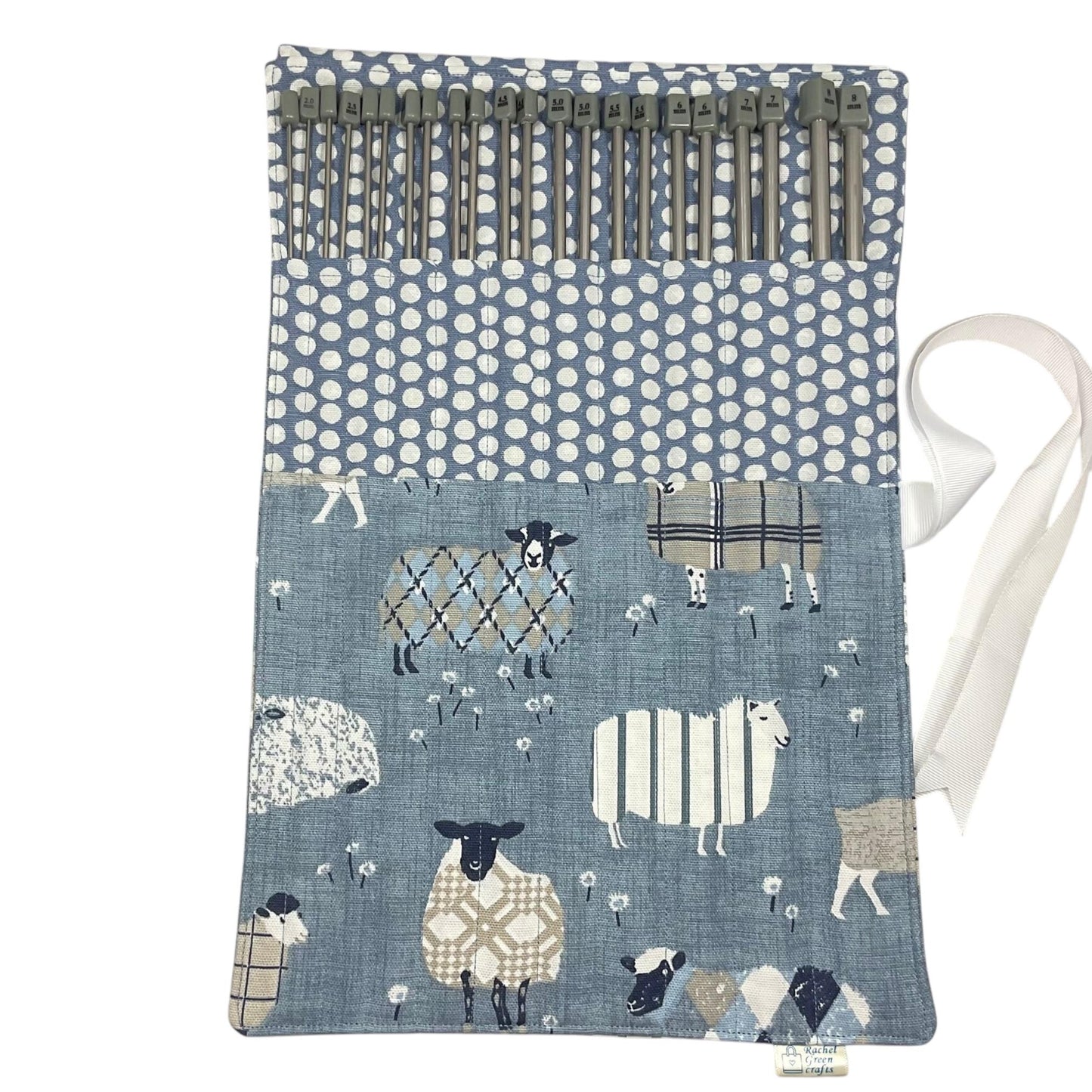 Tartan Sheep Knitting Needle Set: Straight Needles in Roll-Up Case