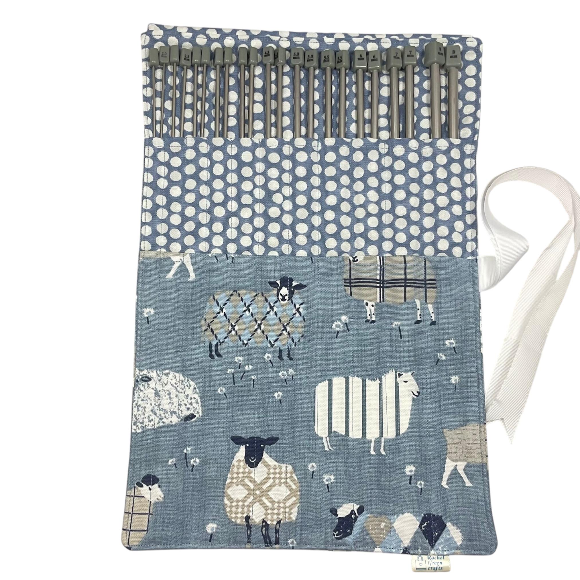 Tartan Sheep Knitting Needle Set: Straight Needles in Roll-Up Case