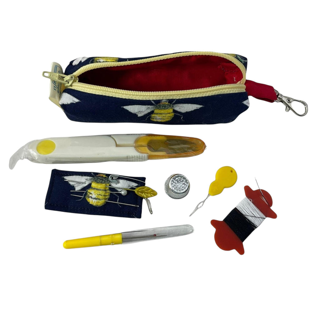 Mini sewing kit with lanyard clip , travel mending case, keyring needle case, keychain sewing notions, stocking filler, christmas gift