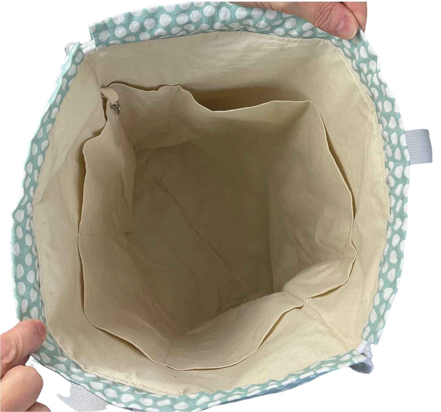 XXL  drawstring knitting bag with Turquoise coloured sheep print