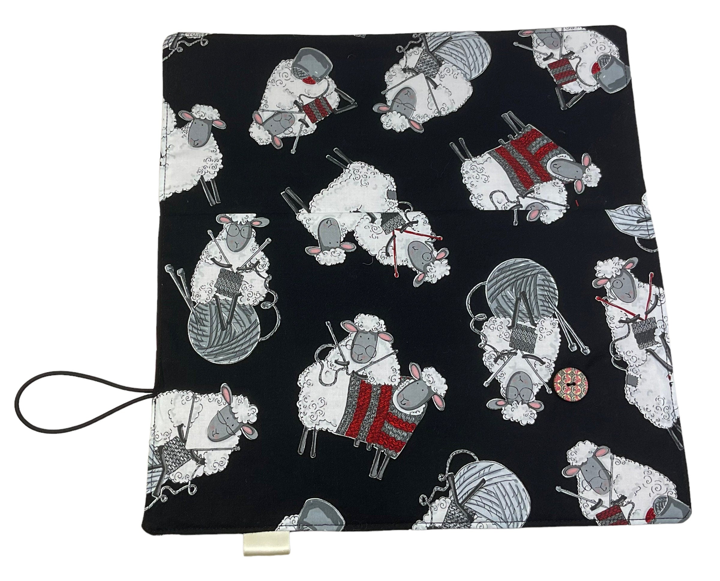Interchangeable knitting needle case with knitting  sheep, 2 sets, addi case, chiagoo wallet, knit pro organiser pouch, hiya hiya case,