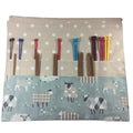 Straight and double pointed knitting needle case with blue sheep, knitting needle pouch,  needle storage, long needles wallet, sock needle