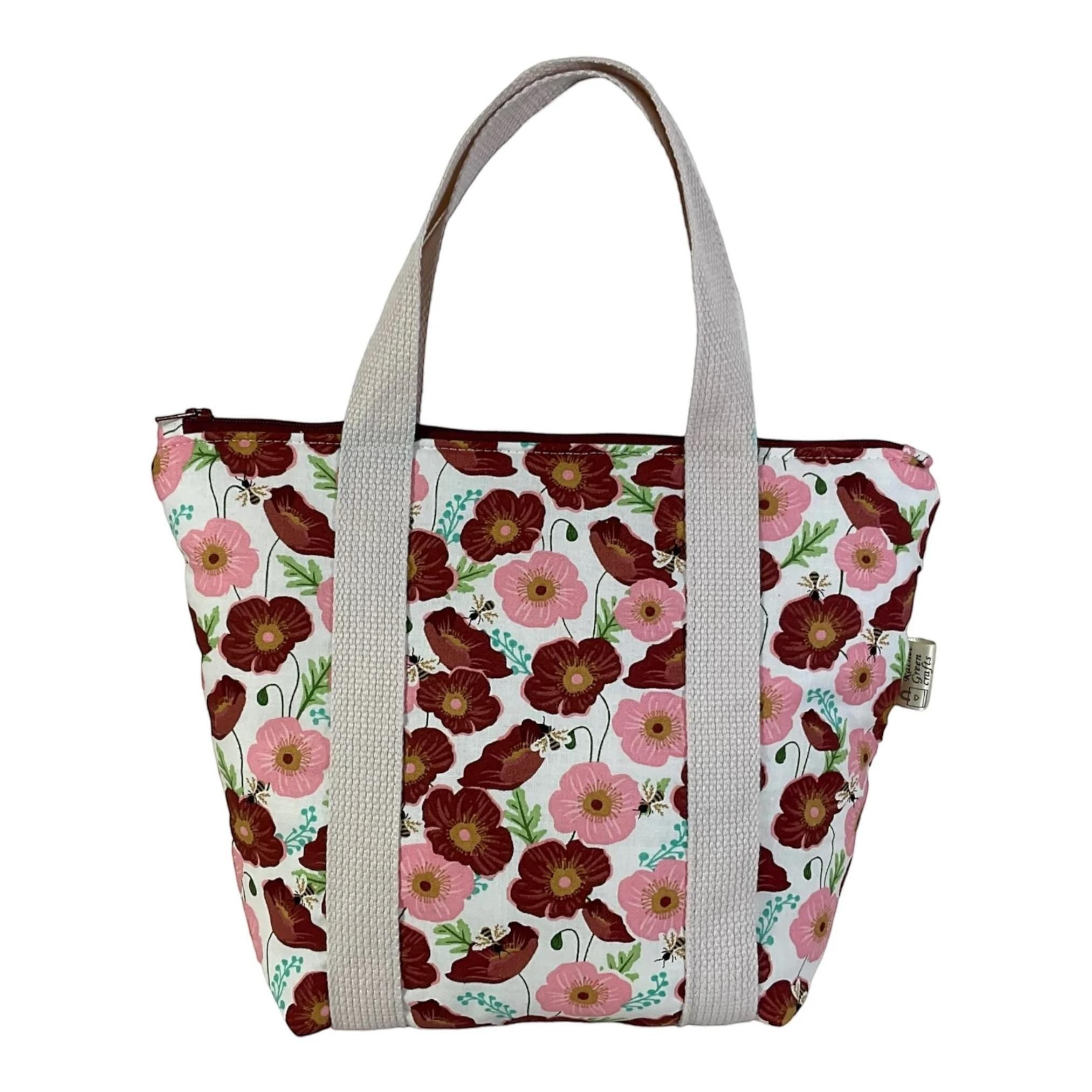 Handmade Floral Bee Toiletry Bag: Large Zip Makeup Pouch