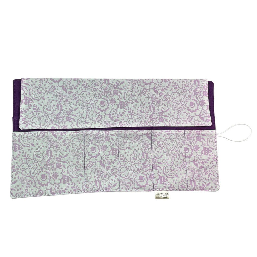 Circular needle case made from Liberty floral fabric, fixed circular sock needle pouch, knitting needle roll, knitters gift, needle holder,